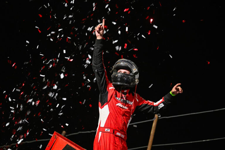 Hank Davis in Victory Lane at Electric City